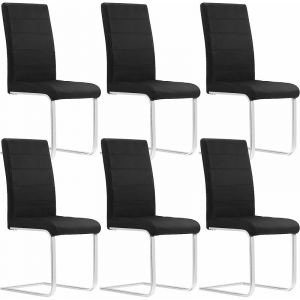 WOLTU Lot de 6 Chaise Salle à Manger, Chaise Cantilever en Velours, Doux et confortable, Noir W0ATT0044-6