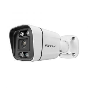 Foscam Caméra IP extérieure PoE 4 MP Starlight avec 4 spots lumineux et sirène V4EC Blanc