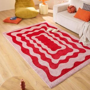 Nazar Tapis vintage style année 70 Rouge 160x230