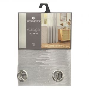 Atmosphera Voilage fines rayures Liah tamisant 140 x 240 cm - Couleur: Gris - Gris