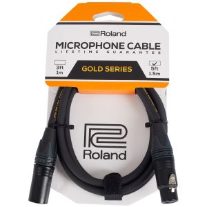 Roland C&acirc;ble micro sym&eacute;trique gamme Gold - Connecteurs XLR Neutrik, 1,5 m - RMC-G5 Noir