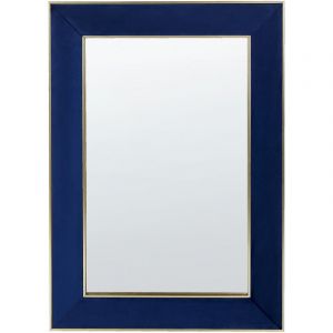 Beliani Miroir Mural en Velours Bleu 50 x 150 cm Glamour Rectangulaire Fait Main Lautrec - Bleu