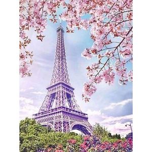 Figured&rsquo;Art Diamond Painting Broderie Diamant 40x50cm Toile Enti&egrave;re Roul&eacute;e avec Strass Perles Carr&eacute;s - Tour Eiffel au Printemps - Kit Complet 5D DIY Activit&eacute; Manuelle Loisirs Cr&eacute;atifs Adultes