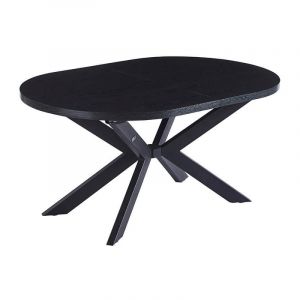 Table de salle à manger ovale à rallonges aventi avec pied en étoile - 160-200 x 100 cm Couleur : Dark Oak - Home Deluxe