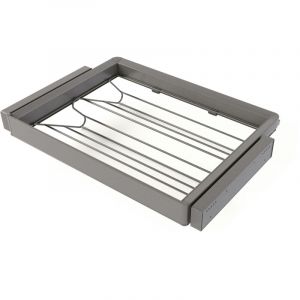 Emuca Kit tiroir à chaussures et rack ajustable Quartz pour armoires, glissières extension totale et à fermeture douce, Module 70cm, Finition Titane