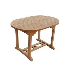 Image de Salento Table de Jardin Ovale Extensible en Teck Longueur 120 &agrave; 170 cm Rallonge Papillon 6 personnes teck naturel