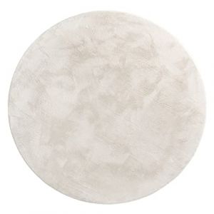 Image de Paco Home - Tapis De Salon, Rond Petit Tapis En Fausse Fourrure, Chambre d'Enfants, Peluche Shaggy Tapis De Lit 80 cm rond, Crème