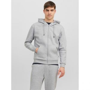 Jack & Jones Sweat &agrave; capuche zipp&eacute; Relaxed Fit Manches longues Gris Clair