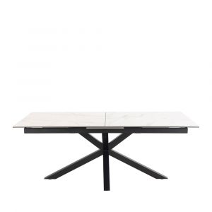 DRAWER Table à manger extensible 6 à 12 places en céramique et métal 200-240x