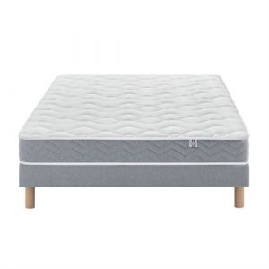 Ensemble Matelas Douces Nuits Aline 598 Ressorts ensach&eacute;s + Sommier Base Ferme 160x200 - Double Sommier