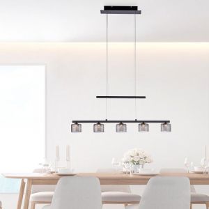 Paul neuhaus Suspension LED Hydra, à cinq lampes, noire