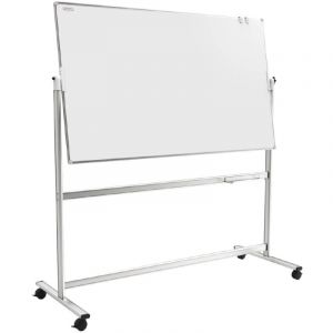 Tableau Blanc Emaillé Mobile Double Face Magnétique Effaçable à Sec avec Cadre en Aluminium 150x100c