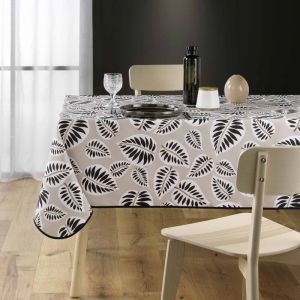 Douceur d'int&eacute;rieur, Nappe Carr&eacute;e (150 x 150 cm) Alma Noir, Polyester Imprim&eacute;