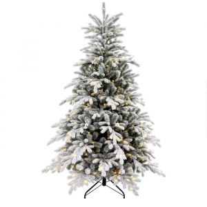 Homcom Sapin de Noël artificiel LED H.180 cm - sapin de Noël enneigé - 1321 branches 300 LED blanc chaud