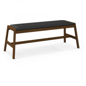 Banc de salle à manger en bois massif 127 cm banc de table rembourré banc avec siège rembourré en simili cuir cadre en bois d'hévéa noyer + noir