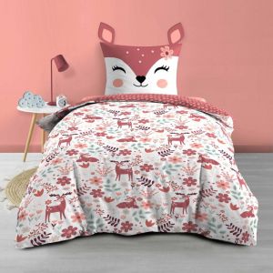 Douceur D'intérieur - Housse de couette enfant réversible bichette – 140 x 200 cm – 100% coton – 42 fils