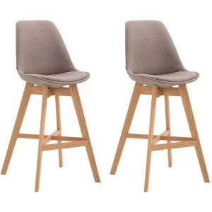 CLP Lot de 2 tabourets de bar tissu taupe Nature