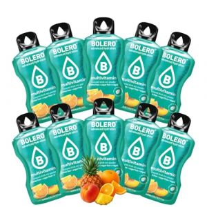 BOLERO Multi Fruits 10 sticks 9g poudre boisson sans sucre à la Stevia Faible en calories sans colorant ni conservateur
