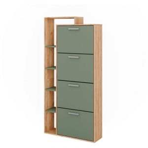 Vicco - Benne à chaussures Orlando, Force d'or Chêne/Vert, 80x166.1cm avec 4 compartiments