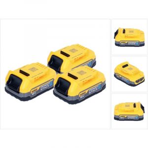 Dewalt Kit batterie DCBP 034 E3 3x batterie Powerstack 18 V 1,7 Ah / 1700 mAh XR Li-Ion - avec indicateur de charge