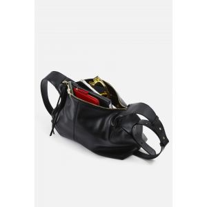 Sac soane en cuir naturel noir femme