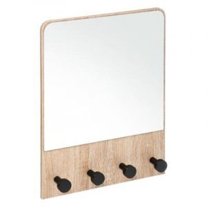 Image de Patère 4 Croc ts avec Miroir "Hook" 50cm Naturel Prix