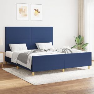 VidaXL Cadre de lit avec tête de lit Bleu 160x200 cm Tissu - Blue