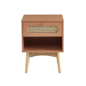BAÏTA Table de Chevet SIXTINE Terracotta et cannage rotin