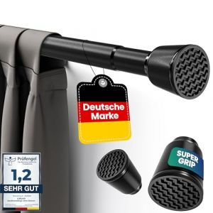 LOBUX - Tringle à rideau sans perçage [noir, 260-350cm] - tringle télescopique extension de rideau - tringle de douche sans perçage - tringle à rideau, tringle à rideau de douche, tringle à linge, tringle de serrage filet de chat