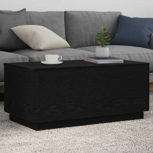 VidaXL Table basse avec lumi&egrave;res led ch&ecirc;ne noir 90x50x40 cm