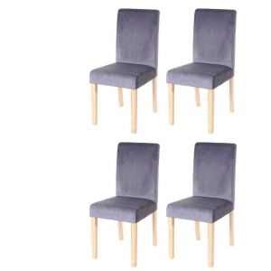 D&eacute;coshop26 Lot de 4 chaises de salle &agrave; manger / cuisine en tissu velours gris