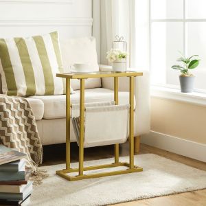 Table d'Appoint, Table d'Appoint Dorée, Table d'Appoint de Lit Étroite, Table d'Appoint Mince en Verre Trempé, Petite Table d'Appoint avec