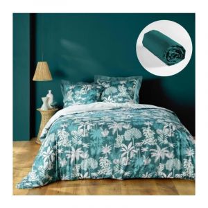 Parure de Lit Scarlett Émeraude 240 x 220 cm + Drap-Housse 140x190 cm