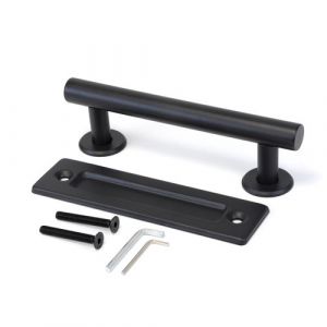 Emuca Poign&eacute;e pour portes coulissantes en bois Pasadena, Longueur 240 mm, entraxe 180 mm, Acier, Noir textur&eacute;