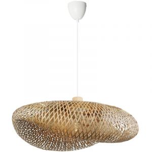 Plafonnier industriel en bambou et osier blanc, E27 &Oslash;59 cm