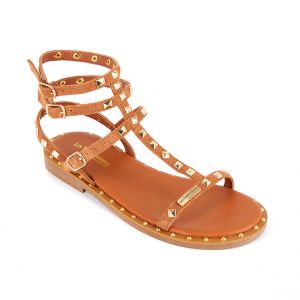 Les Tropéziennes par M. Belarbi Sandale Enfant Coralie Tan - Les Tropéziennes marron en cuir