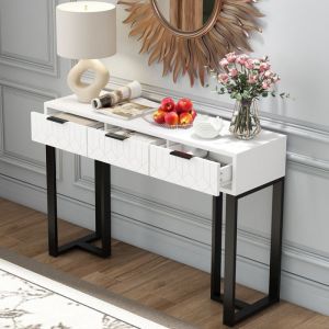 Modfu - Meuble tv bas 200 x 35 x 60 cm avec 2 tiroirs et 4 portes, led, mdf et verre, gris et blanc