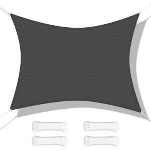 Voile d'ombrage rectangulaire gris foncé 3.6X4.8m pour terrasse, jardin, cour, pergola