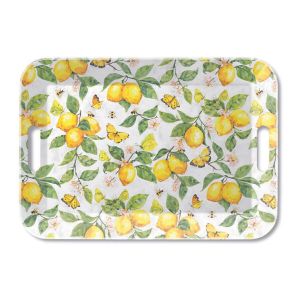 Ambiente Plateau rectangulaire en m&eacute;lamine citrons et papillons