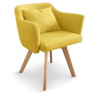 Image de LesTendances Fauteuil Scandinave Tissu Jaune TEIKI