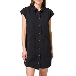 Image de Noisy may Robe chemise en jean avec poches - Noir