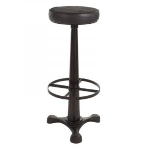 Image de Prix Tabouret Design Cuir & Métal Molda 79cm Noir