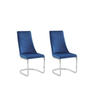 Beliani Lot de 2 chaises de salle &agrave; manger en velours bleu marine ALTOONA -
