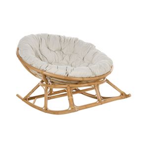Beliani Fauteuil à Bascule Rond en Rotin Ton Naturel et Beige Clair Empilable Orvieto