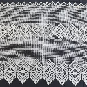 Home maison Brise bise en macram&eacute; au style graphique Blanc 0.3x0.75 m - Blanc