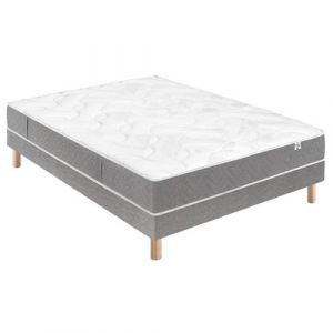 Ensemble Matelas Douces Nuits Cicareve - 667 ressorts ensach&eacute;s + Sommier Base Ferme 160x200