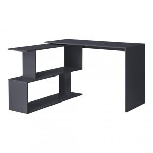 Bureau gigogne design avec partie étagère bureau de coin extension panneau de particules mélaminé 77 x 120 x 50 cm gris