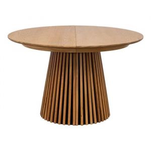 Altobuy - dublin - Table Extensible Ronde Pied Central Relief mdf Placage Chêne clair