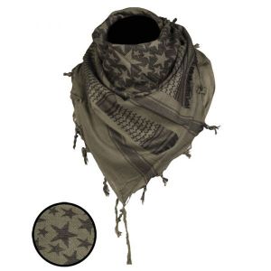 Mil-tec Shemagh Stars 110x110 cm olive noir