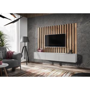 AC-Déco Ensemble Meuble TV "Verti" 180cm Gris & Naturel